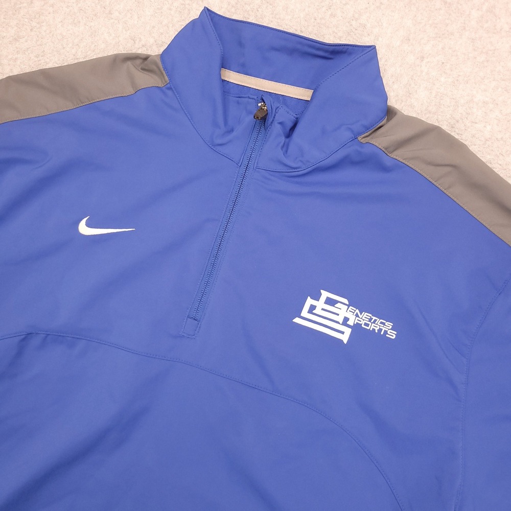 Nike Dri Fit 1/4 Zip Pullover Jacket Men's L Blue Gray Short Sleeve Windbreaker